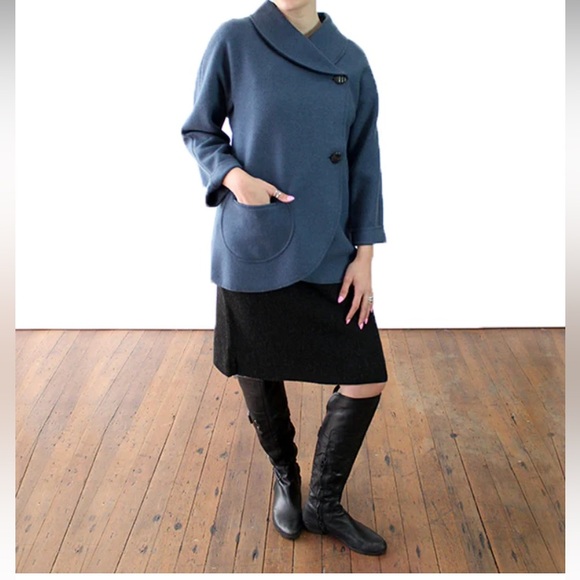 🌸Beyond Threads Black Felted Peruvian Alpaca Blend Asymmetrical Jacket #Bl - Picture 1 of 13